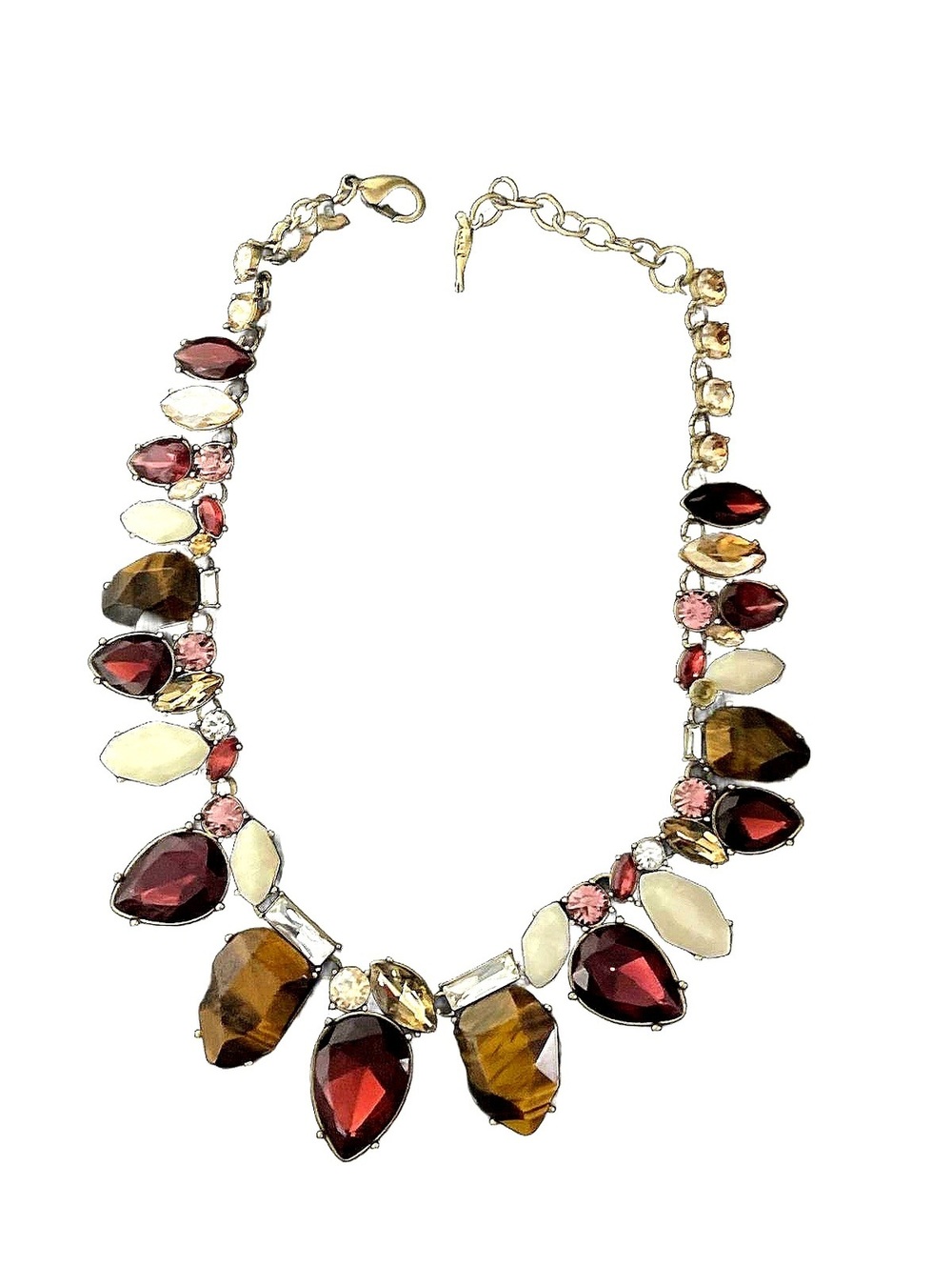 Chloe + Isabel Bouquet Statement Necklace N339 Tiger Eye Pink Jade Berry Gold
